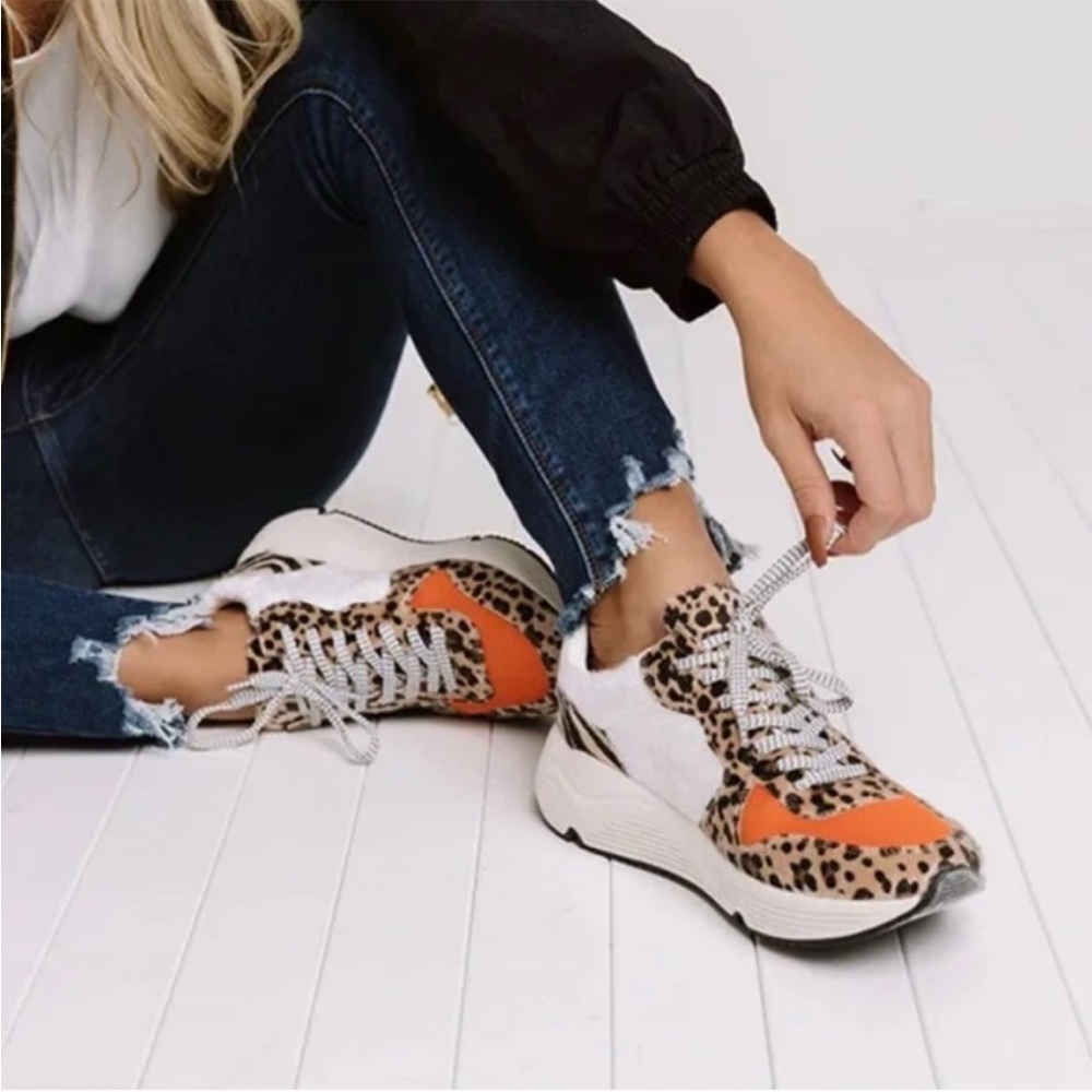 White Raven  Leapord Sneaker